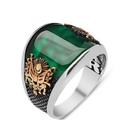 Curved Green Agate Stone Sterling Silver Ring
